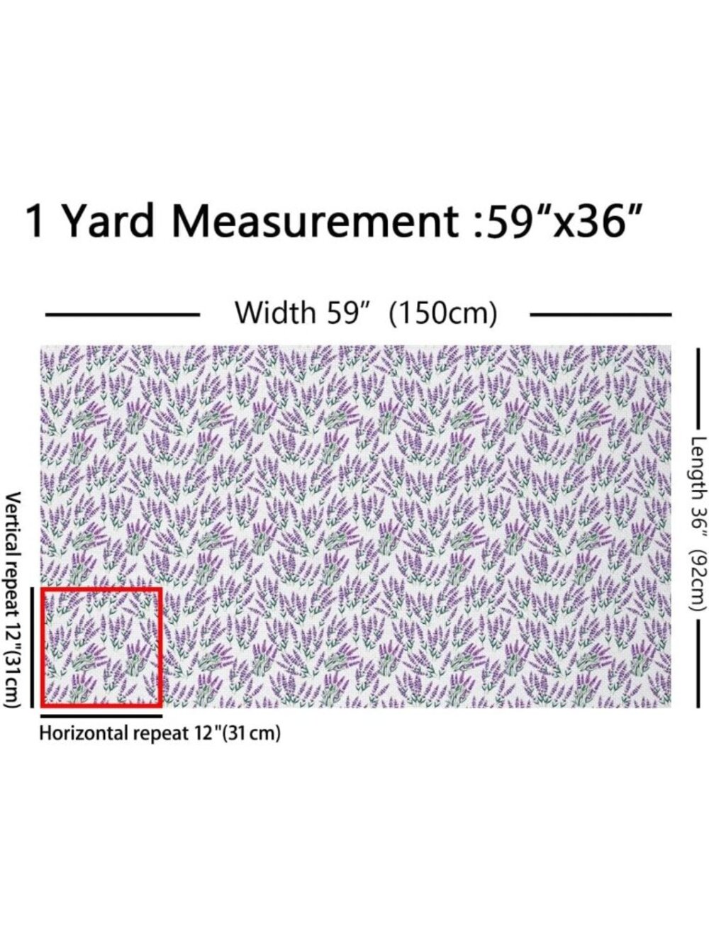 Purple Lavender Watercolor Floral Fabric by the Yard - Soft Polyester for DIY - Picture 2 of 6